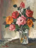 A Vase of Roses by Alexander Rose-Innes, oil on canvas, sold May 2023
