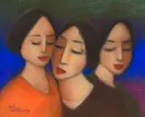 Three Women by Pieter van der Westhuizen, pastel on paper, sold May 2023