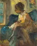 A Woman Sitting by Alexander Rose-Innes, oil on canvas, offered May 2023