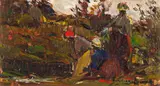 Washing Day by Adriaan Boshoff, oil on board, sold May 2023