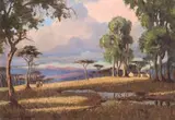 Bushveld Landscape with House by Willem Hermanus Coetzer, oil on board, sold May 2023