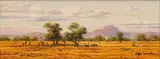 Landscape with Distant Mountains by Otto Klar, oil on board, sold May 2023