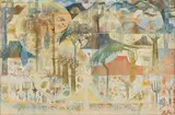 Gordon Vorster, Geometric Bushveld Landscape, oil on canvas laid down on board