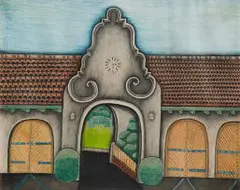 Clifford Mpai, Brenthurst Garage, colour pencil on paper
