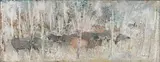 Gordon Vorster, Antelope and Zebra between Trees, oil on board