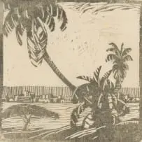 Clément Sénèque, In The Botanical Gardens, Durban, woodcut on paper