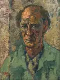 Artist with Green Smock by Gregoire Boonzaier, oil on canvas, sold Apr 2023