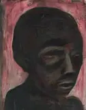 Wayne Barker, Untitled (Dark Head), gouache on paper