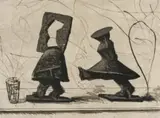 William Kentridge, Lexicon (Parade), chine collé and etching on paper