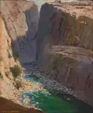 Fish River Canyon, Namibia by Adriaan Boshoff, oil on board, offered Apr 2023