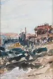 Alice Elahi, Derelict Buildings at Elizabeth Bay, Sperregebiet, mixed media on card