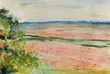 Alice Elahi, Landscape in Pink and Green, mixed media on paper