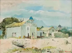 Malay Mosque by Terence McCaw, oil on canvas laid down on board, offered Apr 2023