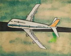 Clifford Mpai, 747 South African Airways, colour pencil on paper