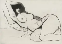 Douglas Portway, Nude, etching on paper