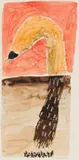 Colbert Mashile, Abstract Landscape with Orange Sky, watercolour on paper laid down on card