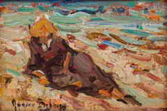 Relaxing by Adriaan Boshoff, oil on canvas laid down on board, sold Apr 2023