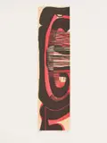 Abstract in Red and Brown by Cecil Skotnes, colour woodcut on paper, sold Apr 2023
