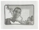 Pierre Fouché, Portrait of Guy Nardy, direct soft-ground etching of an original bobbin lace textile artwork, on Zerkall-Bütten 250gsm paper