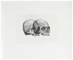 Gerhard Marx, Binocular Skull I, hardground etching on zerkall intaglio paper