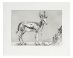 Diane Victor, Springbokkie (Trojan), drypoint etching with handpainting on paper