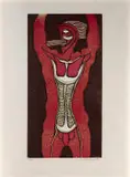 Untitled (Male Figure) by Cecil Skotnes, woodcut on paper, sold Feb 2023