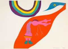Walter Battiss, Curiosity Birds, silkscreen on paper