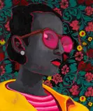 Tafadzwa Tega, Sister II, mixed media on canvas