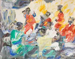Kingsley Sambo, Music and Drink, acrylic on canvas