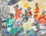 Kingsley Sambo, Music and Drink, acrylic on canvas