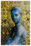 Joao-M. Ladeira, Beauty Makes You See Beyond the Lovely Light, wax fabric, acrylic and charcoal on canvas, loose canvas