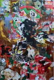 Mncedi Madolo, Ace MOTHER, spray and acrylic paint, ink, paper and instant coffee on canvas