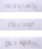 Petra Schutte, Pain (Triptych), 2018, artist's hair woven through muslin cloth