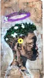 Themba Shabalala, The Crucifixion of Mother Nature, 2022, fire, pigment, artificial plants, acrylic and spray paint