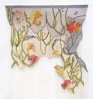 Judith Mason, Tapestry with Pink Flowers, mohair tapestry