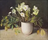 Frans Oerder, English Christmas Roses, oil on canvas