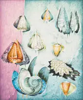 Shells by Alexis Preller, oil on canvas, sold May 2023