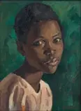 Neville Lewis, Portrait of a Young Girl, oil on board