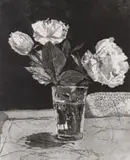 William Kentridge, Roses In Big Glass, aquatint and drypoint etching on paper