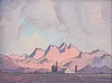 Stellenbosch Berge by Jacobus Hendrik Pierneef, oil on board, sold May 2023