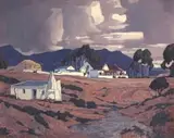 Farmhouse, Tulbagh by Jacobus Hendrik Pierneef, oil on board, sold May 2023