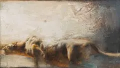 Harold Voigt, Stalking Lion, oil on canvas