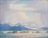 Karoo by Jacobus Hendrik Pierneef, oil on board, sold May 2023