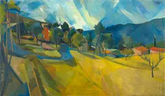 Stanley Pinker, Winding Roadway, oil on canvas laid down on board