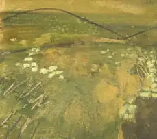 Sheep Kicking up Dust by Stanley Pinker, mixed media on card, sold Nov 2022