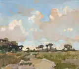 Na Sononder, Kaapse Vlakte (After Sunset, Cape Flats) by Gregoire Boonzaier, oil on canvas, sold Nov 2022