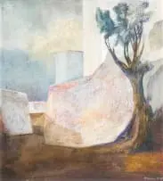 Leon de Bliquy, Ou Boom en Mure (Old Tree and Walls), oil on board