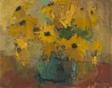 Frank Spears, Black-eyed Susans in a Vase, oil on board