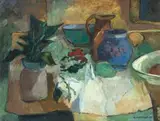 Eben van der Merwe, Stillewe met Blou Vaas (Still Life with Blue Vase)