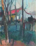 Herbert Coetzee, Rooidak Huisie agter Bome (Red Roofed House behind Trees)